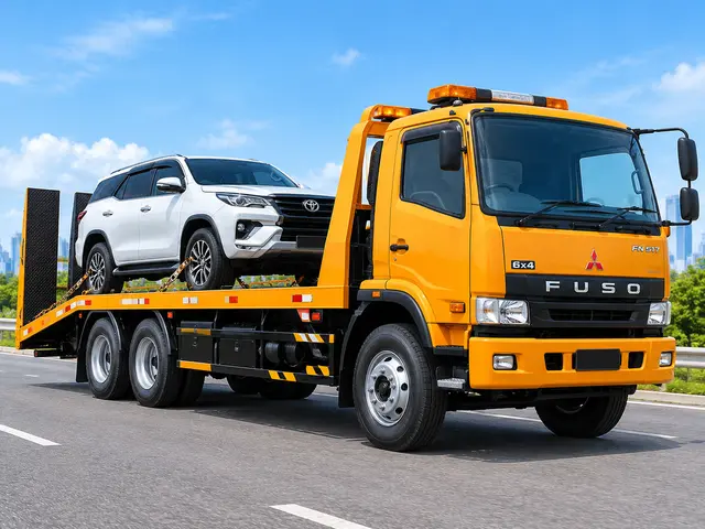 Towing Self-Loader (Fuso) — truk derek self-loader muat mandiri